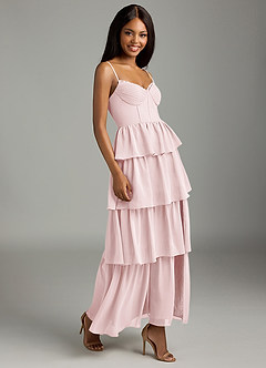 Azazie Kaiden Bridesmaid Dresses Blushing Pink A-Line Sweetheart Neckline Chiffon Dress image3
