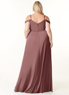 Azazie Ocean Bridesmaid Dresses Vintage Mauve A-Line V-Neck Pleated Stretch Satin Dress image7