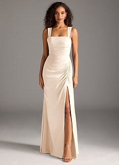 Azazie Jesaphine Bridesmaid Dresses White Alabaster Sheath Bow Chiffon Dress image5