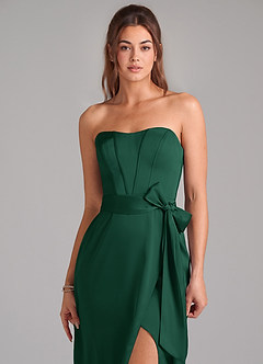 Azazie Jamie Brautjungfernkleider Wandelbar A-Linie Schulterfrei Stretch-Satin Kleid Dunkelgrün image6
