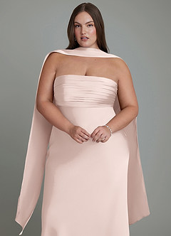 Azazie Saylor Jurken voor bruidsmeisjes Jurk van Stretch Satijn met Zeemeermin Strapless Blozend Roze image18