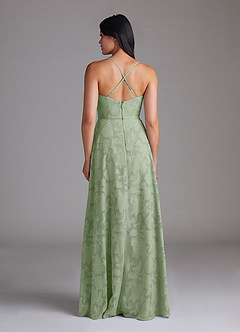 Azazie Naeem Bridesmaid Dresses Dusty Sage A-Line Floral Burnout Dress image3
