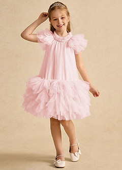 Azazie Eliza Flower Girl Klänningar Klä A-Line i Tyll Ärmlös image4