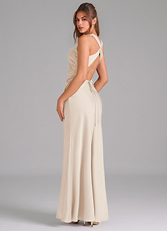Azazie Evadne Bridesmaid Dresses White Alabaster A-Line Pleated Stretch Satin Dress image5