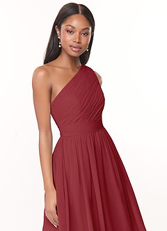 Azazie Katrina Jurken voor bruidsmeisjes Jurk van Chiffon met A-Lijn One-Shoulder Granaatappel image5