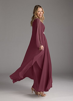 Azazie Drew vestidos de madre de la novia Vestido de Cabernet de Gasa de Corte En A con Plisado image7