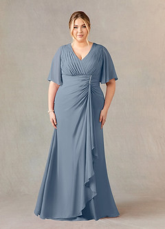Azazie Carson Mother of the Bride Dresses Twilight A-Line V-Neck Lace Chiffon Dress image6