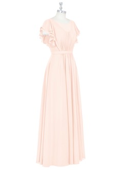 Azazie Daphne Modest Bridesmaid Dresses A-Line Ruffled Chiffon Floor-Length Dress image42