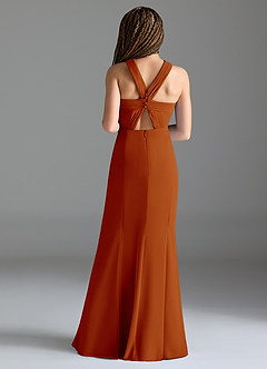 Azazie Rue Junior Syrena Rozcięcie z boku Szyfon Długość podłogi Młodsza druhna Sukienka image2