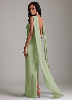 Azazie Sonora Bridesmaid Dresses Dusty Sage Sheath Strapless Stretch Satin Dress image2