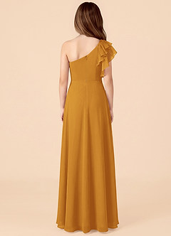 Azazie Arabella Junior Butterscotch A-Line Ruched Chiffon Dress image2