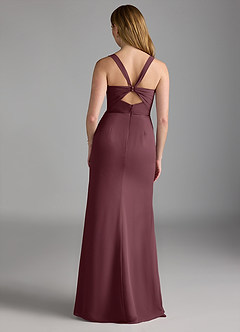 Azazie Mero Bridesmaid Dresses Sangria Sheath Pleated Chiffon Dress image3