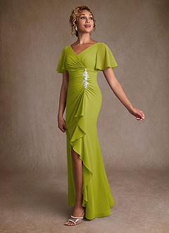 Azazie Suffolk Abiti per la Madre della Sposa Abito A-Line in Chiffon Plissettato Citronella image2