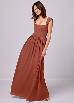 Barbie ♥ Azazie Bridesmaid Dresses Auburn A-Line Corset Chiffon Dress image2