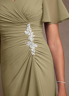 Azazie Suffolk Mother of the Bride Dresses Moss Green A-Line Pleated Chiffon Dress image5