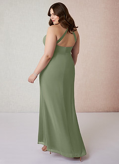 Azazie Becca Final Sale Dark Navy Sheath V-Neck Chiffon Dress image10