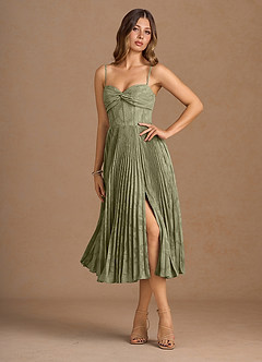 Annie Pistachio Pleated Midi Dress image7