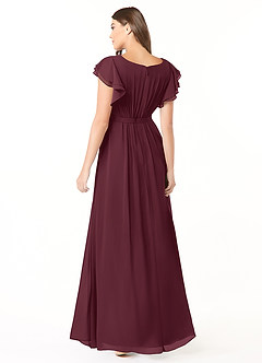 Azazie Daphne Modest Bridesmaid Dresses A-Line Ruffled Chiffon Floor-Length Dress image2