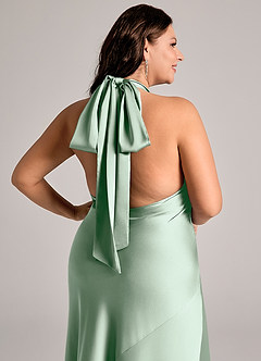 Azazie Velli Abiti da Damigella Abito Sirena in Raso Elasticizzato Collo Alto Agave image13