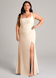 Azazie Mero Bridesmaid Dresses White Alabaster Sheath Pleated Chiffon Dress image9