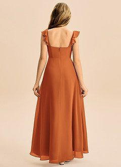 Azazie Mavie Junior A-Line Ruchede Chiffon Gulv-længde Junior brudepige Kjole image2