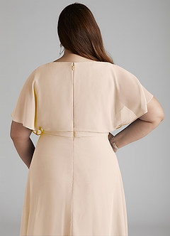 Azazie Aaliyah Modest Bridesmaid Dresses A-Line Scoop Pleated Chiffon Floor-Length Dress image10