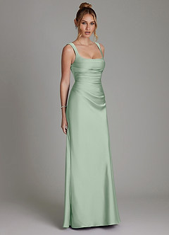 Azazie Agustina Robes de demoiselle d'honneur Robe Sirène en Satin extensible Corset Agave image4