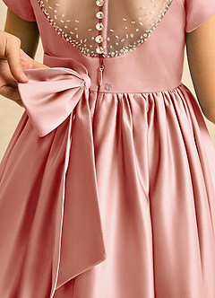 Azazie Toffee Abiti da Ragazza di Fiori Abito Stile Principessa in Raso Opaco Fiocco Rosetta image7