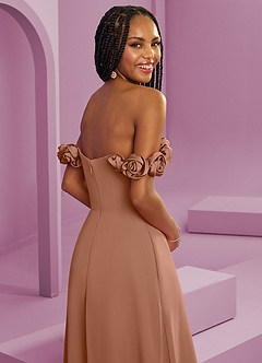 Barbie ♥ Azazie Bridesmaid Dresses Bronzer A-Line Off the Shoulder Chiffon Convertible Dress image2