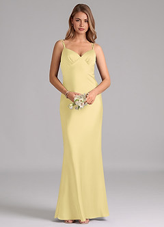 Azazie Suttona Brautjungfernkleider A-Linie Plissee Stretch-Satin Kleid Zitronensorbet image6