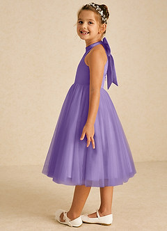 Azazie Dora vestidos de niña de las flores Vestido de Tahití de Tul de Corte En A con Lazo image4