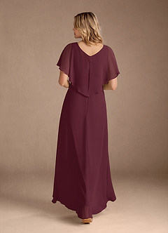 Azazie Eliza Mère de la mariée Robes Robe Trapèze en Mousseline de soie Col V plissé Cabernet image5
