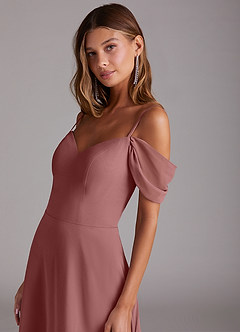 Azazie Marley Bridesmaid Dresses Desert Rose A-Line Off the Shoulder Chiffon Convertible Dress image8