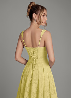 Azazie Azaria Bridesmaid Dresses Canary A-Line Corset Floral Burnout Dress image2