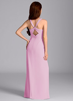 Azazie Mero Junior Vestido de Rosa Caramelo de Gasa de Corte Sirena con Plisado image2