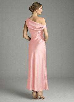 Azazie Emerson Bridesmaid Dresses Powder Pink Mermaid Off the Shoulder Stretch Satin Dress image6