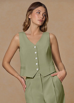 front Rowan Pistachio Refined Weave Performance vest