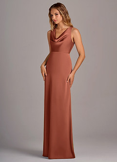 Azazie Wrenlee Bridesmaid Dresses Clay A-Line Stretch Satin Dress image5