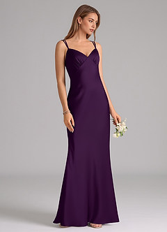Azazie Suttona Robes de demoiselle d'honneur Robe Trapèze en Satin extensible Plissée Grain De Raisin image2
