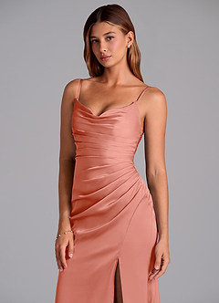 Azazie Claudelle Suknie dla druhen Syrena Bez ramiączek Satyna elastyczna Do ziemi Sukienka image2