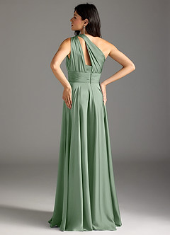 Azazie Charlize Bridesmaid Dresses Matcha A-Line One Shoulder Stretch Satin Dress image6