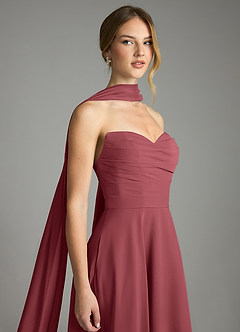 Azazie Ayla Abiti da Damigella Abito A-Line in Chiffon Scollo a Cuore Merlot image6