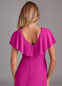 Azazie Lainey Bridesmaid Dresses Fuchsia A-Line with Pockets Chiffon Dress image2