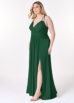 Azazie Farren Vestidos de damas de honor Vestido de Verde Oscuro de Gasa de Corte en A Convertible con Plisado image12