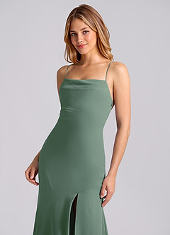 Azazie Grata 신부 들러리 드레스 인어 주름진 쉬폰 바닥 길이 드레스 image7