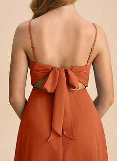 Azazie Shale Junior Burnt Orange A-Line Bow Chiffon Dress image7