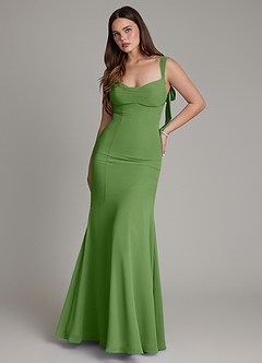 Azazie Carlotta Brautjungfernkleider Meerjungfrau-Linie Herzausschnitt Chiffon Kleid Basilikum image1