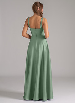 Azazie Shaude Robes de demoiselle d'honneur Robe Trapèze en Satin extensible Plissée Matcha image6
