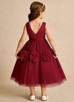Azazie Vola Flower Girl Dresses Burgundy Ball-Gown Sleeveless Tulle Dress image2