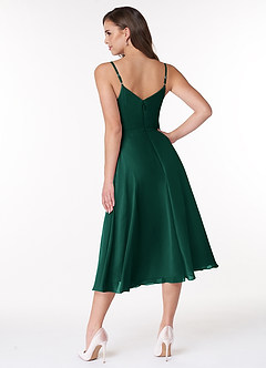 Azazie Clarissa Brautjungfernkleider A-Linie V-Hals Chiffon Kleid Smaragd image2